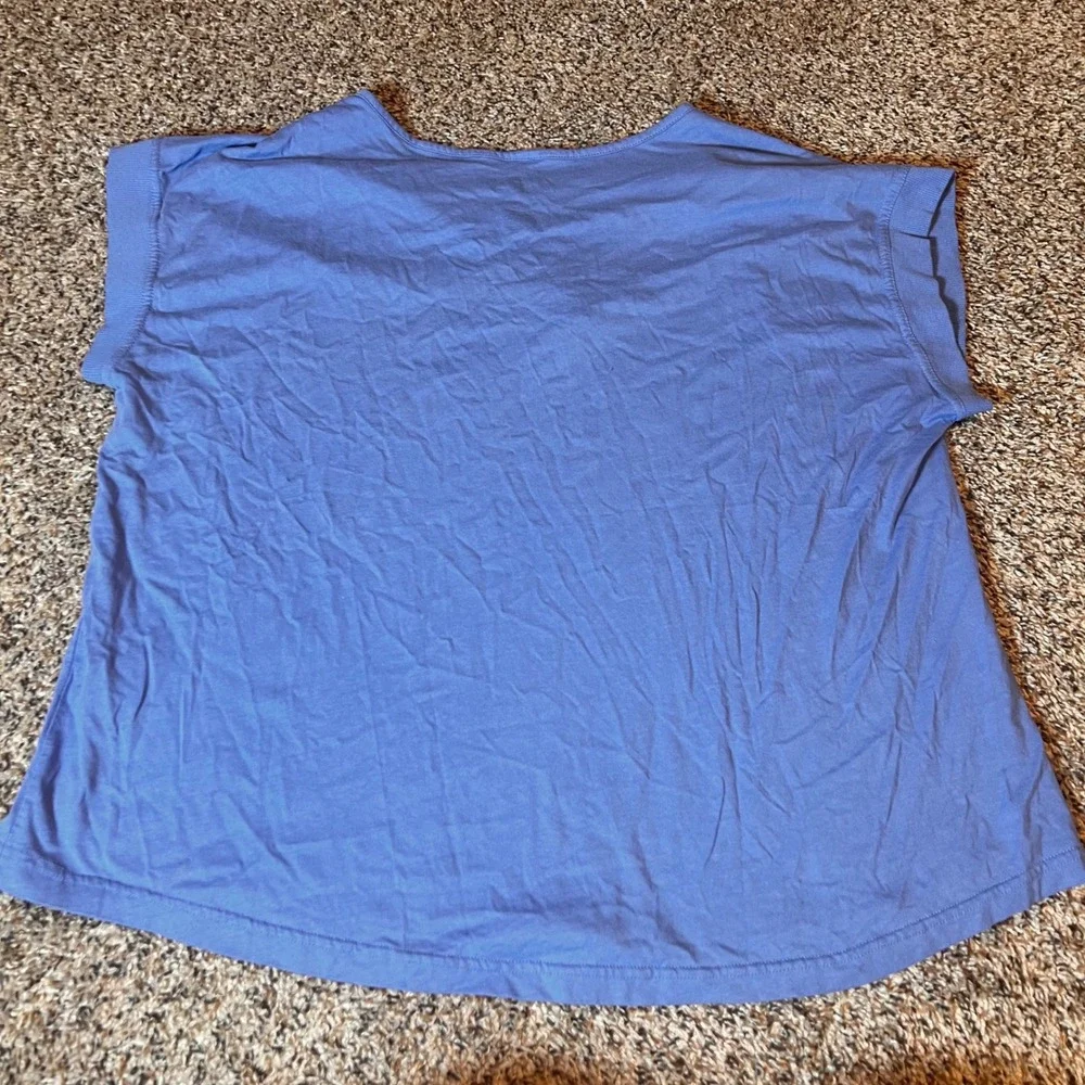 St. John's Bay V-Neck Top Relaxed Fit Casual Blouse Periwinkle Blue‎ 2X